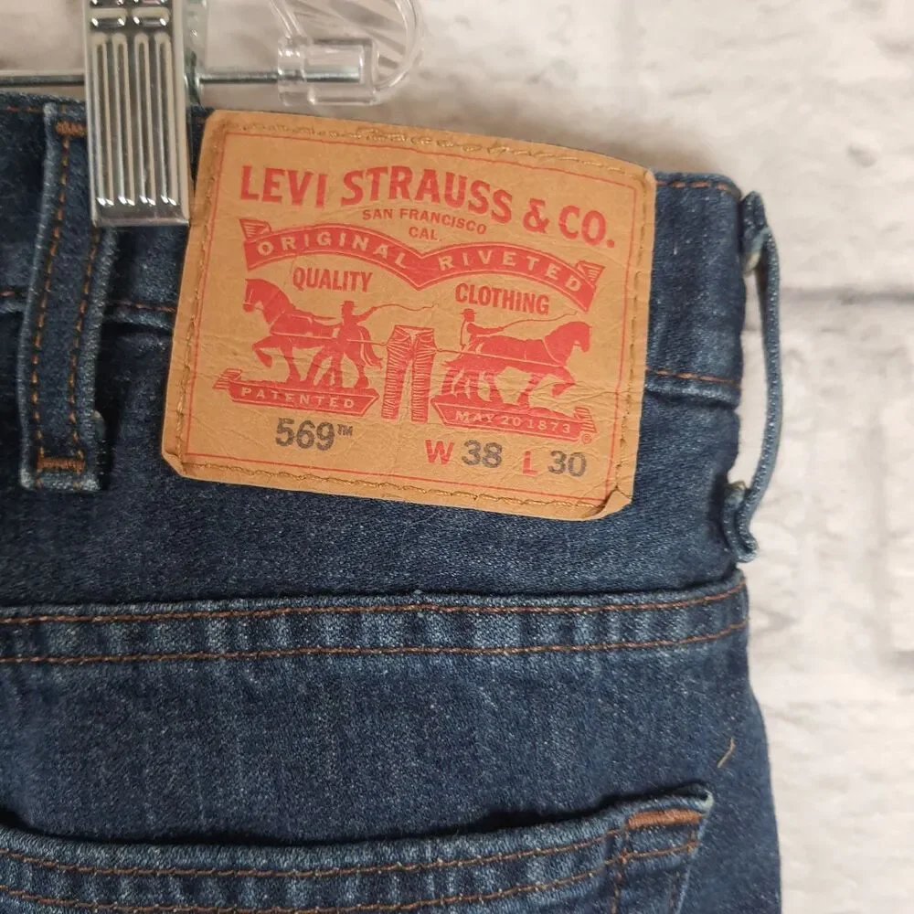 Levi's 569 Loose Straight Leg Jeans Men's Size 38x30 Blue Denim Relaxed Fit